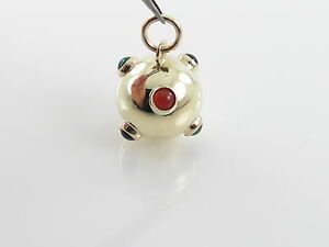 【送料無料】ネックレス　イエローゴールドボールチャームペンダント14k yellow gold gemstones ball charm pendant