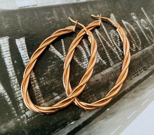 【送料無料】ネックレス　ローズゴールドフープイヤリング9ct rose gold largebig oval hoop earrings th169 36,387円