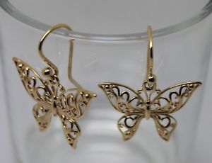 【送料無料】ネックレス　イエローゴールドバタフライドロップイヤリングkaedesigns genuine 9ct yellow gold filigree butterfly drop earrings 36,387円