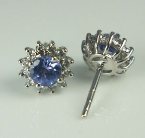 【送料無料】ネックレス　タンザナイトホワイトジルコンスタッドイヤリングホワイトゴールドsparkly tanzanite amp; white zircon stud earrings 9k white gold 1150ct｜hokushin