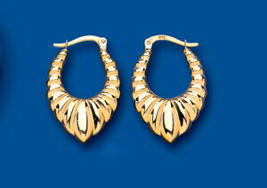 【送料無料】ネックレス　フープイヤリングイエローゴールドファンシーフープhoop earrings yellow gold creole fancy hoops hallmarked