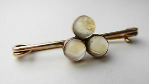 【送料無料】ネックレス　アンティークビクトリアローズゴールドムーンストーントレフォイルブローチantique victorian 9ct rose gold moonstone trefoil brooch｜hokushin