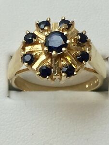 【送料無料】ネックレス　イエローゴールドサファイアフラワーリングサイズbeautiful 9ct yellow gold sapphire flower ring size m｜hokushin