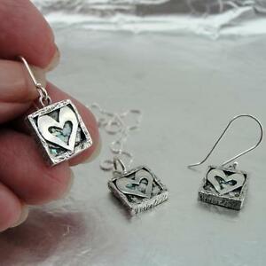 【送料無料】ネックレス　ハダルデザイナーハンドメイドシルバーローマガラスハートイヤリングペンダントセットhadar designers handmade 925 silver roman glass heart earring pendant set as
