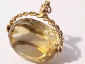 【送料無料】ネックレス　ヴィンテージイエローゴールドシトリンフォブスイベルペンダントグラムvintage 9ct yellow gold citrine gemstone fob swivel pendant 1750 grams