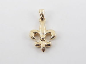 【送料無料】ネックレス　イエローゴールドフランスペンダント14k yellow gold 3d fleur de lis french charm pendant