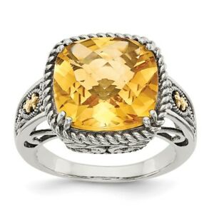 【送料無料】ネックレス　ｋゴールドシトリンリングサイズsterling silver w 14k gold citrine fleur de lis ring size 6 to 8 shey couture