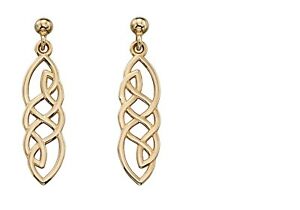 【送料無料】ネックレス　イエローゴールドケルトドロップイヤリング9ct yellow gold celtic drop earrings with giftbox