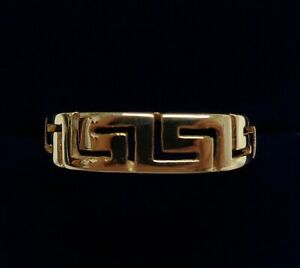 【送料無料】ネックレス　ギリシャキーパターンリングイエローゴールドサイズfine greek key pattern gents ring 14ct yellow gold large size z us 125