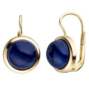 【送料無料】ネックレス　ゴールドイエローイヤリングearrings boutons with lapislazuli blue hemisphere, 333 gold yellow