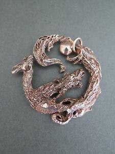 【送料無料】ネックレス　ペンダントドラゴンvintage sterling silver gilt pendant large dragon