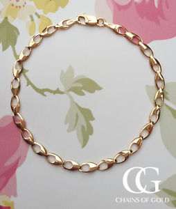 【送料無料】ネックレス　イエローゴールドリンクブレスレットボックスfine 9ct yellow gold claw links bracelet 7 gift boxed｜hokushin