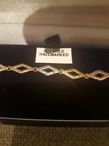 【送料無料】ネックレス　ゴールドボックスブレスレット9ct gold hallmarked bracelet with gift box