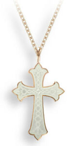 【送料無料】ネックレス　ニコールローズゴールドスターリングシルバークロスペンダントホワイトエナメルnicole barr rose gold plated sterling silver cross pendant, white enamel