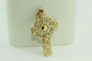 【送料無料】ネックレス　イエローゴールドケルトクロスペンダント9ct yellow gold celtic cross pendant｜hokushin