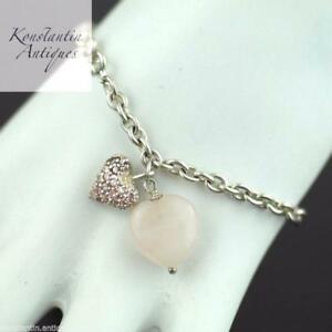 【送料無料】ネックレス　スターリングリゾーツスターリングローズクォーツハートペンダントシルバーブレスレットチェーンsterling silver bracelet chain with rose quartz heart pendant