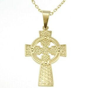 【送料無料】ネックレス　ソリッドゴールドセルティックゴールドチェーンクロスボックスsolid 9ct gold celtic cross with 18 gold chain amp; gift box