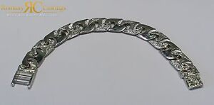 【送料無料】ネックレス　ローマパターンリンクブレスレットインチスターリングシルバーグラムmens roman patterned link bracelet 85 inches in 925 sterling silver 46 grams｜hokushin