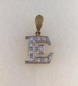 【送料無料】ネックレス　ゴールドホワイトキューブセットペンダントベール9ct gold white cubic zircona set initial e pendant 3cm inc bale 32g