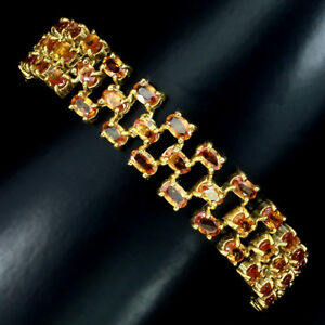【送料無料】ネックレス　スターリングシルバーゴールドコーティングオレンジサファイアブレスレットインチsterling silver 925 gold coated natural orange sapphire 3 row bracelet 712 inch