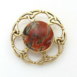 【送料無料】ネックレス　スコットランドゴールドコケメノウセルティックブローチscottish 9ct gold moss agate iona celtic brooch hallmarked edinburgh 1972
