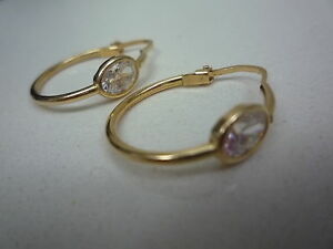 【送料無料】ネックレス　ジルコン418ct 18kイェローゴールドイアリング 18ct 18k yellow gold earrings sleepers hoop with white zircon 4｜hokushin