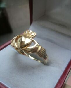 【送料無料】ネックレス　アイルランドイエローゴールドッドクラダリングアイルランドサイズ irish 9ct yellow gold claddagh ring irish hm hibernia size o , r and s