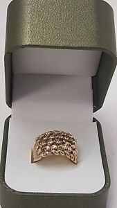 【送料無料】ネックレス イエローゴールドメンズローキーパーリングサイズ9 ct yellow gold , mens 4 row keeper ring , size uk r 12 , 92 gms