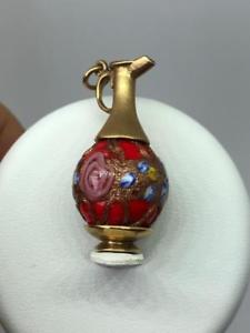 【送料無料】ネックレス　ヴィンテージローズゴールドベネチアンガラスビーズvintage 9ct rose gold venetian glass bead charm