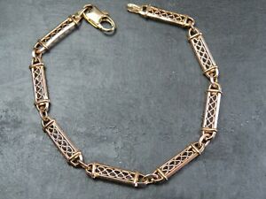 【送料無料】ネックレス　ヴィンテージゴールドファンシーバトンリンクブレスレットvintage 9ct gold fancy baton link bracelet 1995