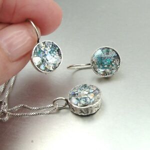 【送料無料】ネックレス　ハダルデザイナーハンドメイドスターリングシルバーローマンガラスイヤリングペンダントセットhadar designers handmade sterling silver roman glass earrings pendant set as