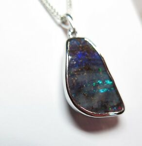 【送料無料】ネックレス　クイーンズランドボルダーオパールハンドメイドシルバーペンダントオーストラリアqueensland boulder opal hand made silver pendant natural australian stone｜hokushin