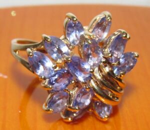 【送料無料】ネックレス　secondhand 9ct gold ex qvc multi light bluesapphire cluster ring size n12secondhand 9ct gold ex qvc multi light blue sapph