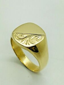 【送料無料】ネックレス　イエローソリッドゴールド9ct yellow solid gold patterned signet ring