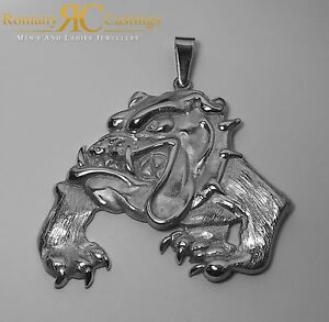 【送料無料】ネックレス　ブルドッグペンダントソリッドスターリングシルバーhighly polished angry bull dog pendant solid sterling stamped 925 silver 625g