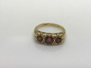 【送料無料】ネックレス　レディースイエローゴールドリングサイズladies 18ct yellow gold ring with 3 red stones size l 54169119 38,337円
