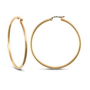 【送料無料】ネックレス　レディースイエローゴールドｍｍフープイヤリングladies 9ct yellow gold polished 2mm hoop earrings 45mm