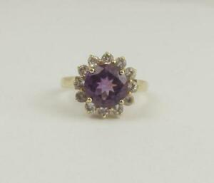 【送料無料】ネックレス　イエローゴールドアメジストトパーズフラワーヘッドリングサイズ9ct yellow gold amethyst amp; topaz flower head ring uk size n us 7