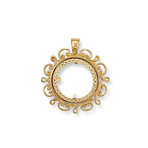 【送料無料】ネックレス　イエローゴールドデザインハーフフルソブリンペンダントマウント9ct yellow gold fancy design halffull sovereign pendant mount