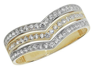 【送料無料】ネックレス　ウィッシュボーンリングイエローゴールドホワイトゴールドサイズwishbone ring yellow gold and white gold three row wishbone hallmarked size lr