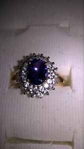【送料無料】ネックレス　ホワイトジルコンリングｋイエローゴールドメッキ listingtanzanite aa amp; white zircon ring with 14k yellow gold plating