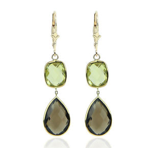 【送料無料】ネックレス　イエローゴールドレモントパーズナシスモーキートパーズイヤリング14k yellow gold gemstones earrings with lemon topaz and pear shape smoky topaz