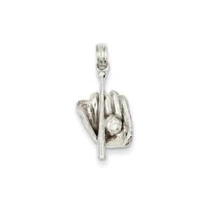 Solid 14k Yellow Gold Baseball Bat and Glove Sports Pendant