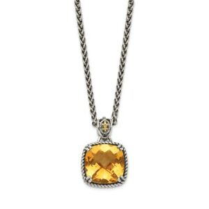 【送料無料】ネックレス　スターリングシルバーｋゴールドアクセントシリトンスクエア｜hokushin