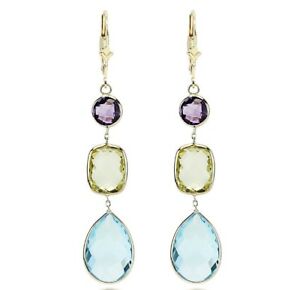 【送料無料】ネックレス　イエローゴールドイヤリングカット14k yellow gold fancy cut gemstones dangling earrings