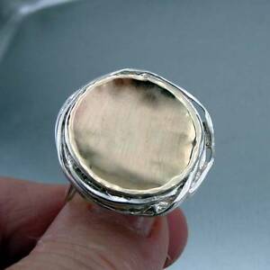 【送料無料】ネックレス　ハダルデザイナーハンドメイドイエローゴールドシルバーリングhadar designers handmade 9k yellow gold 925 silver ring 6,7,8,9 i r598g｜hokushin