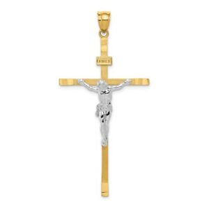 【送料無料】ネックレス　ゴールドペンダント14k twotone gold solid polished casted hollow crucifix pendant