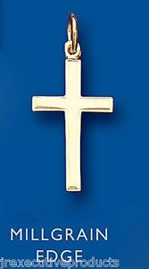 【送料無料】ネックレス　ゴールドクロスペンダントイエローゴールドクロスエッジgold cross pendant yellow gold cross millgrain edge
