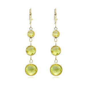 【送料無料】ネックレス　イエローゴールドファンシーレモントパーズイヤリングカット14k yellow gold fancy cut lemon topaz dangling earrings