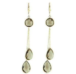 【送料無料】ネックレス　イエローゴールドスモーキートパーズイヤリング14k yellow gold dangle gemstone earrings with smoky topaz